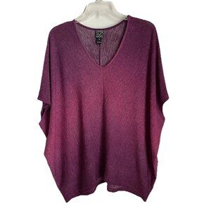 Clara Sun Woo Gradient Purple Bat Wing Sleeve V Neck Wrinkle Resistant Top